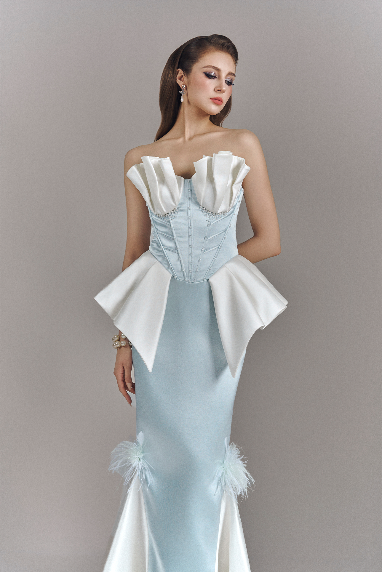 Veloura Fishtail Bandeau Maxi Dress
