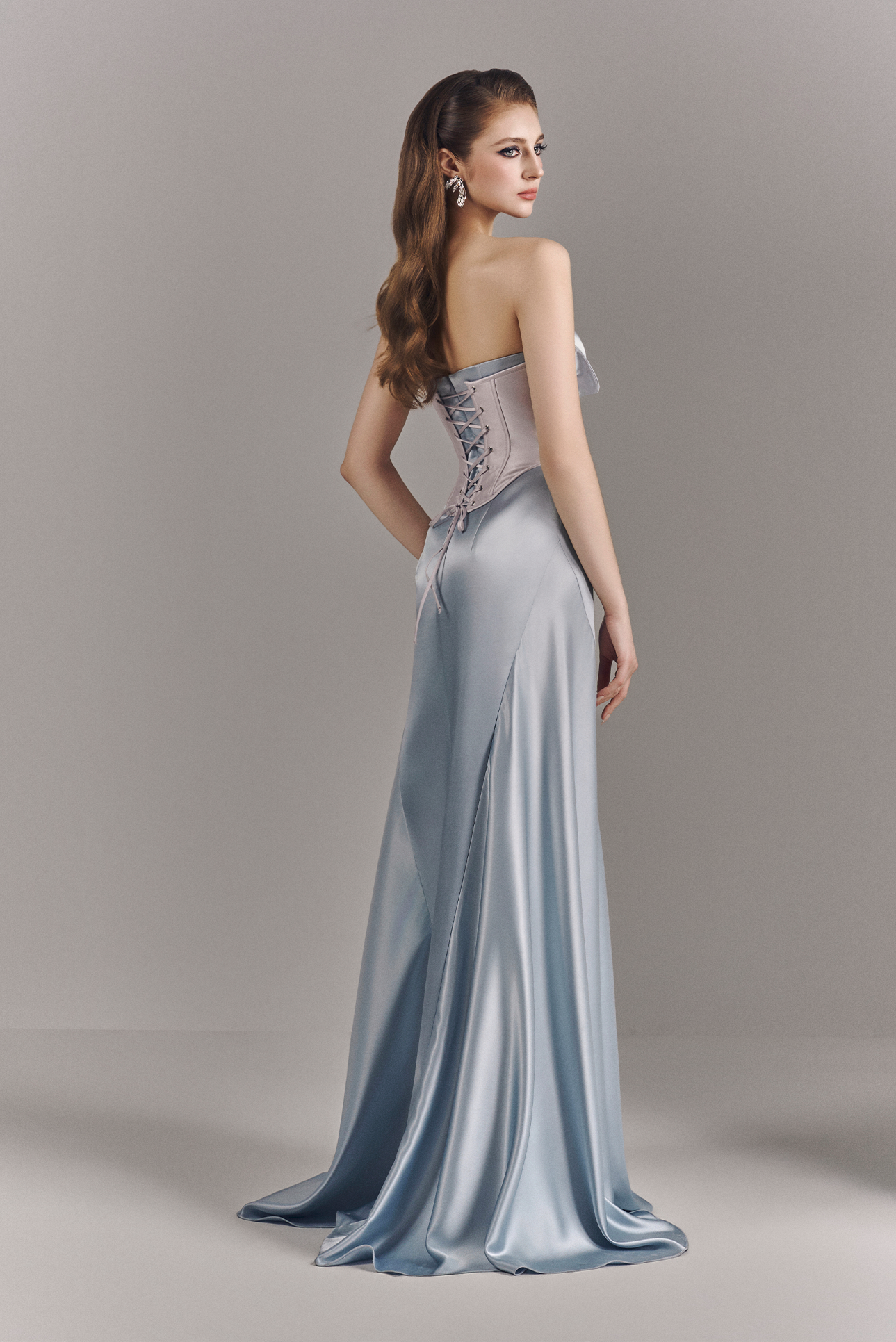 Elaria Bandeau Corset Maxi Dress With Neck Scarf