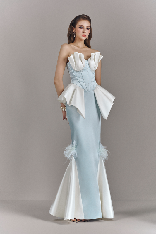 Veloura Fishtail Bandeau Maxi Dress