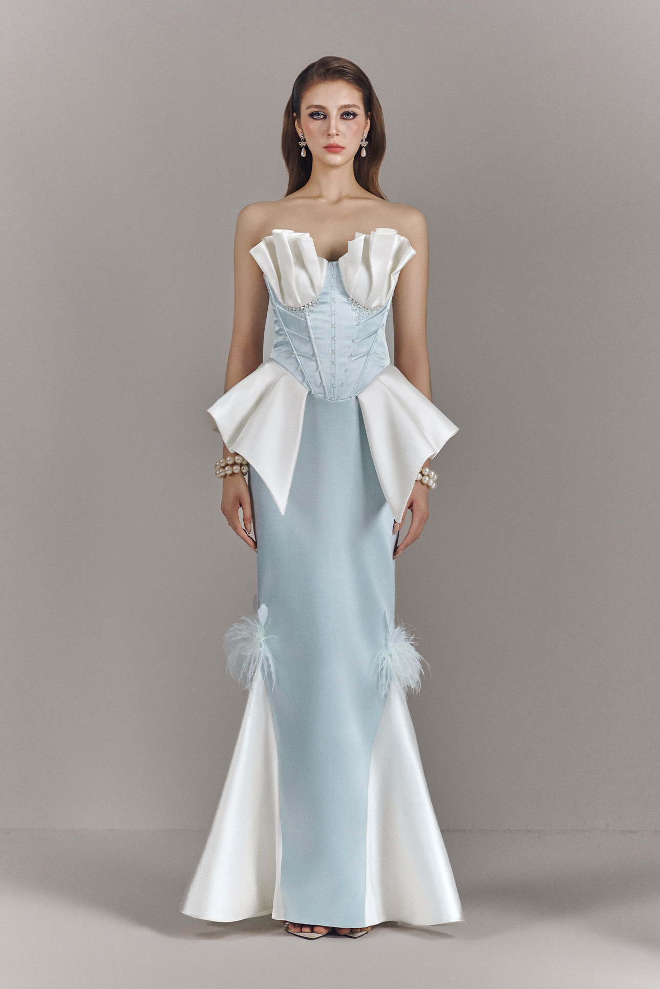 Veloura Fishtail Bandeau Maxi Dress