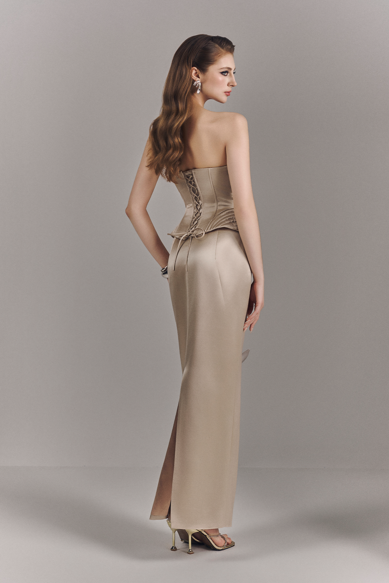 Luxelle 3D Floral Strapless Bodycon Maxi Dress