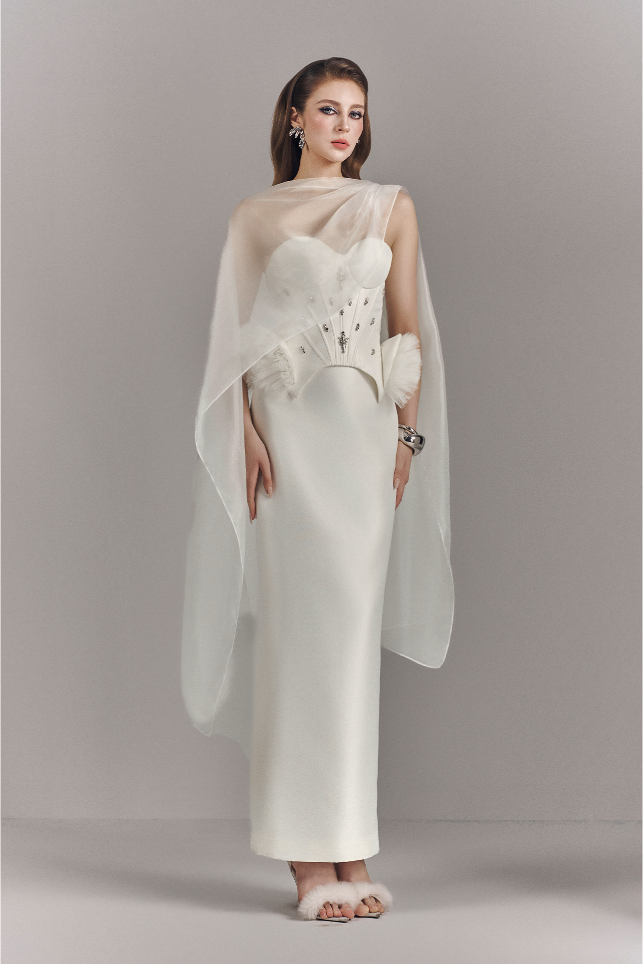 Aeris Crystal Embellished Two-piece Set With Neck Scarf