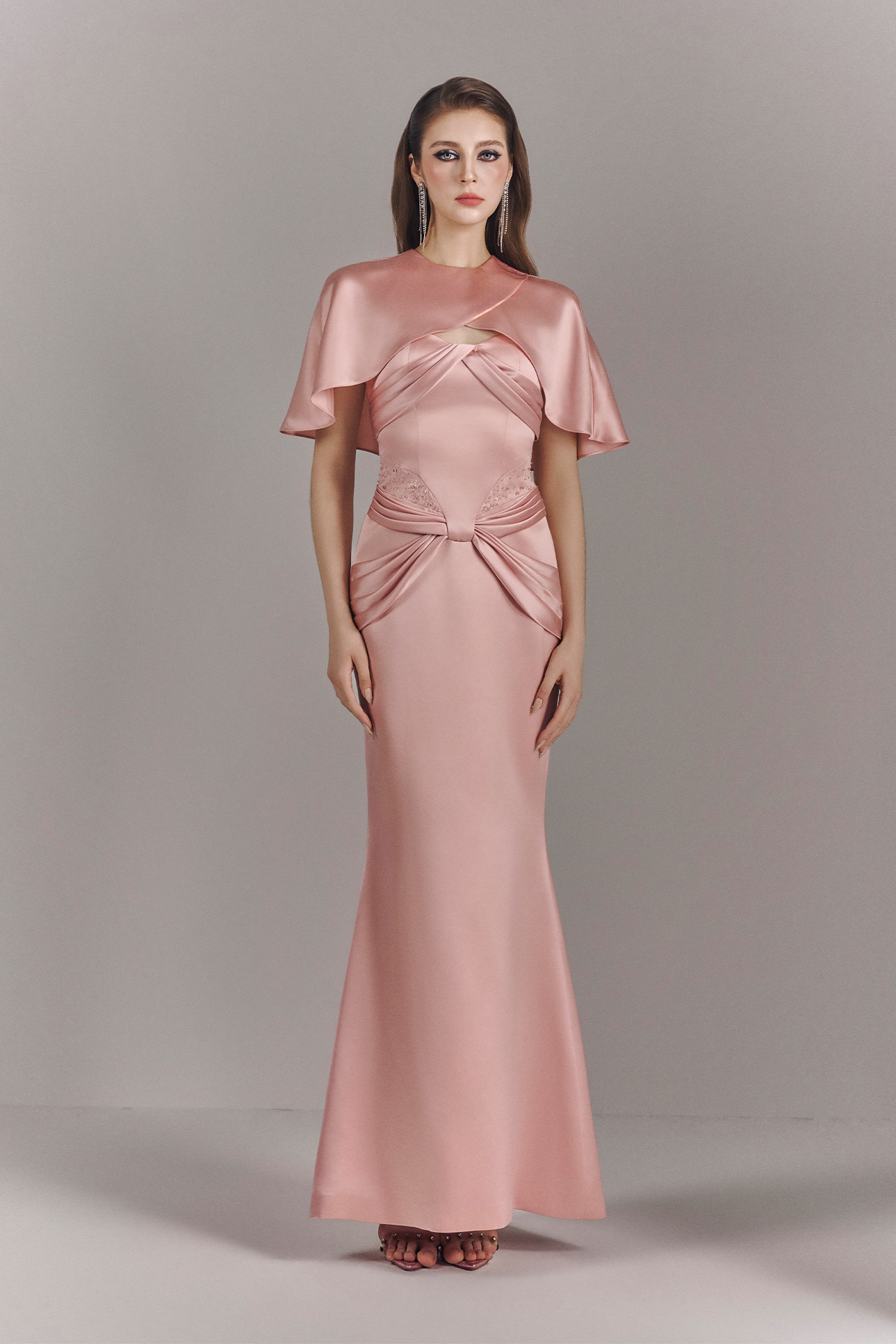 Viera Draped Maxi Dress With Cape