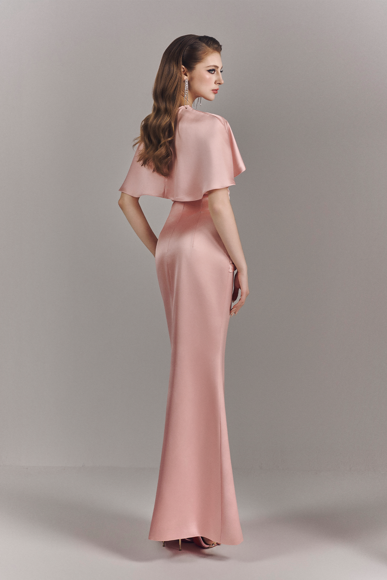 Viera Draped Maxi Dress With Cape