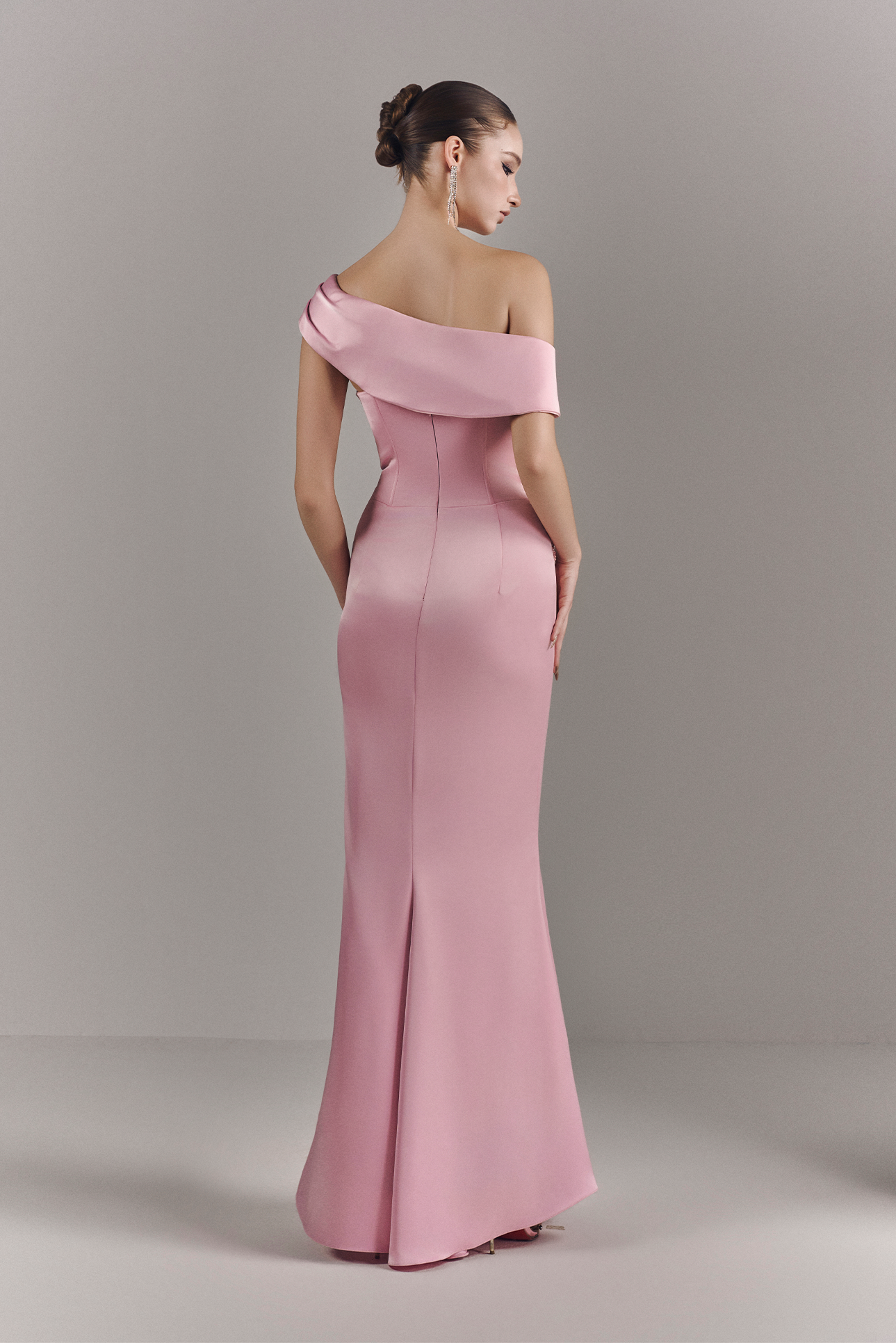 Mira Asymmetric Off Shoulder Draped Maxi Dress
